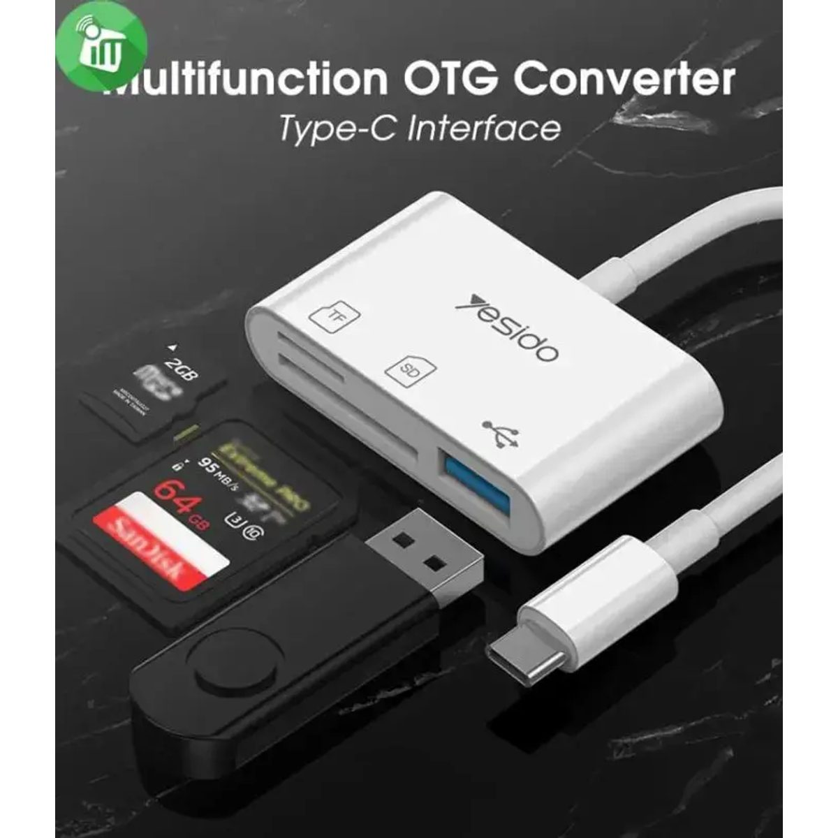 YESIDO GS16 USB-C 3 in 1 OTG Card Reader -تحويلة 2