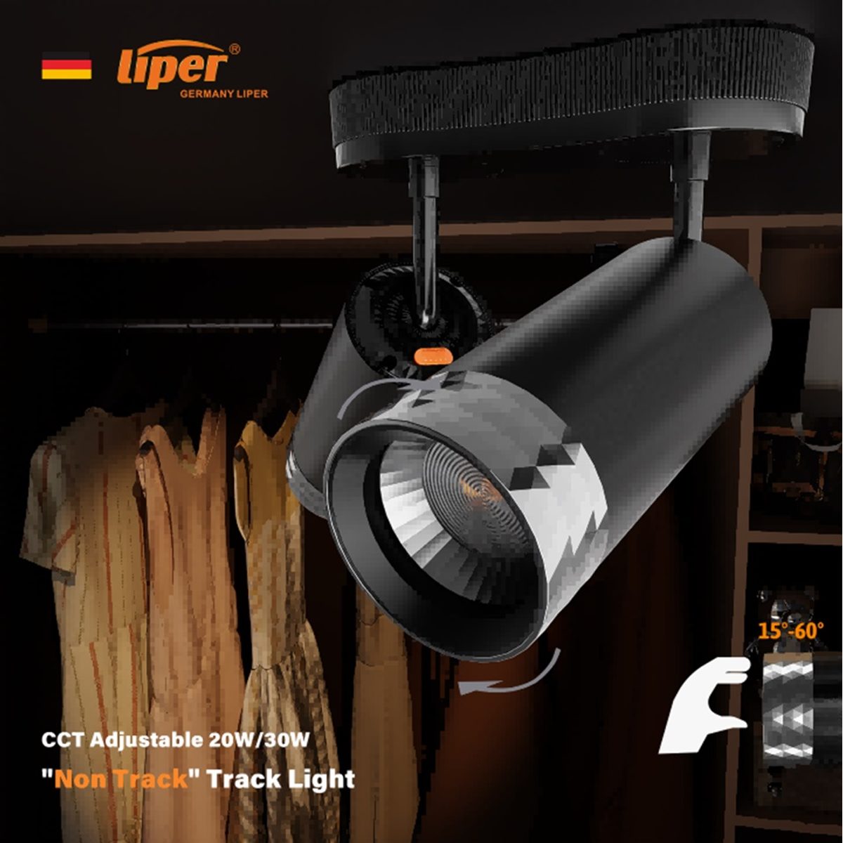 كشاف معرض مجوز بدي اسود LIPER CCT 2*20W ( ZOOM )