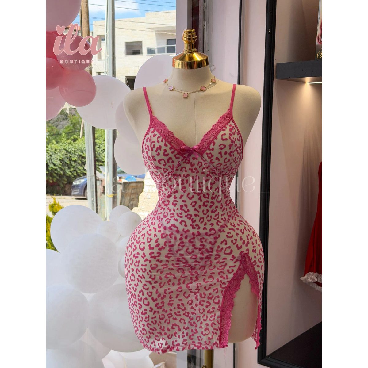 فستان لانجري زهري BODYCON