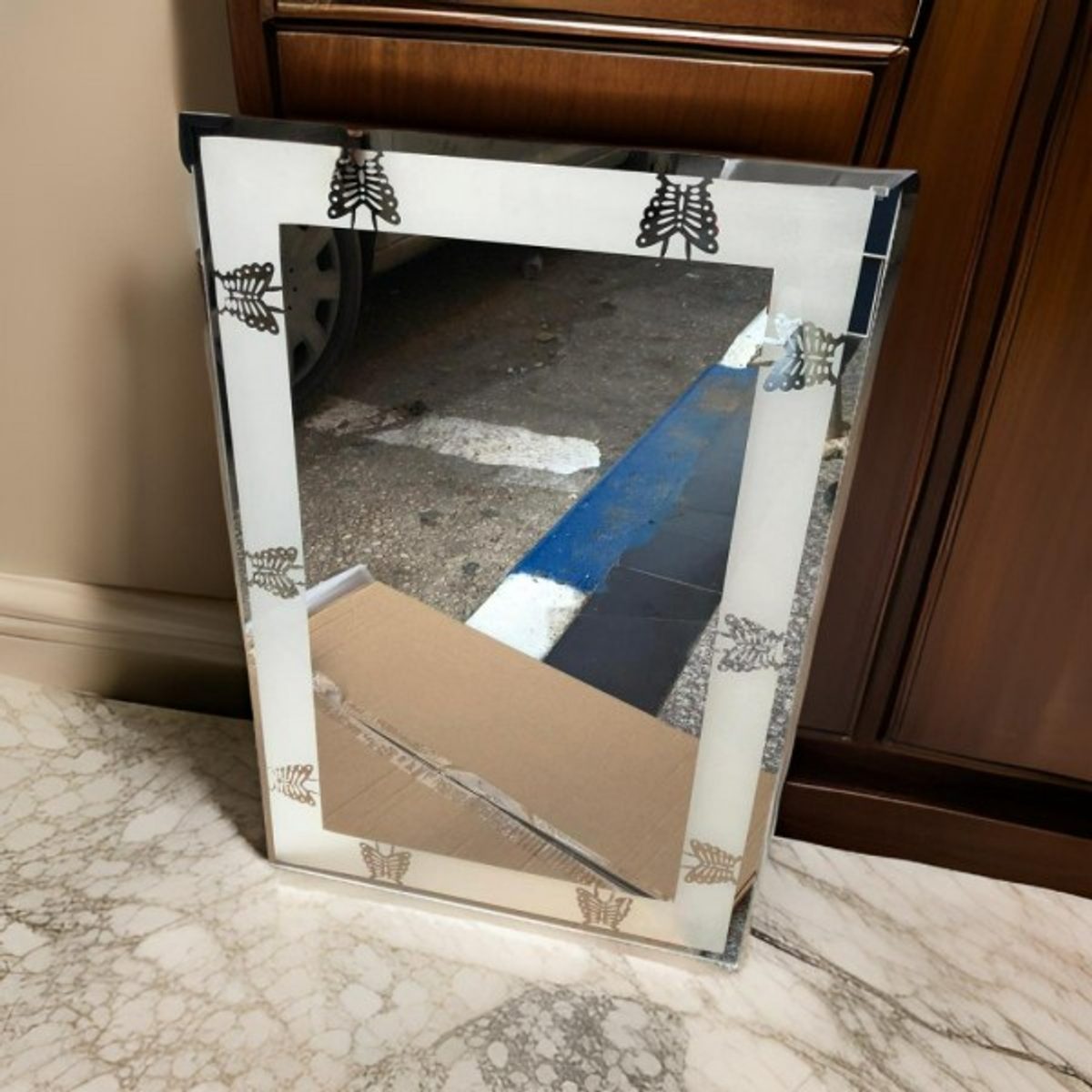 مراة مستطيل اطار مزخرف فراشات 60×40