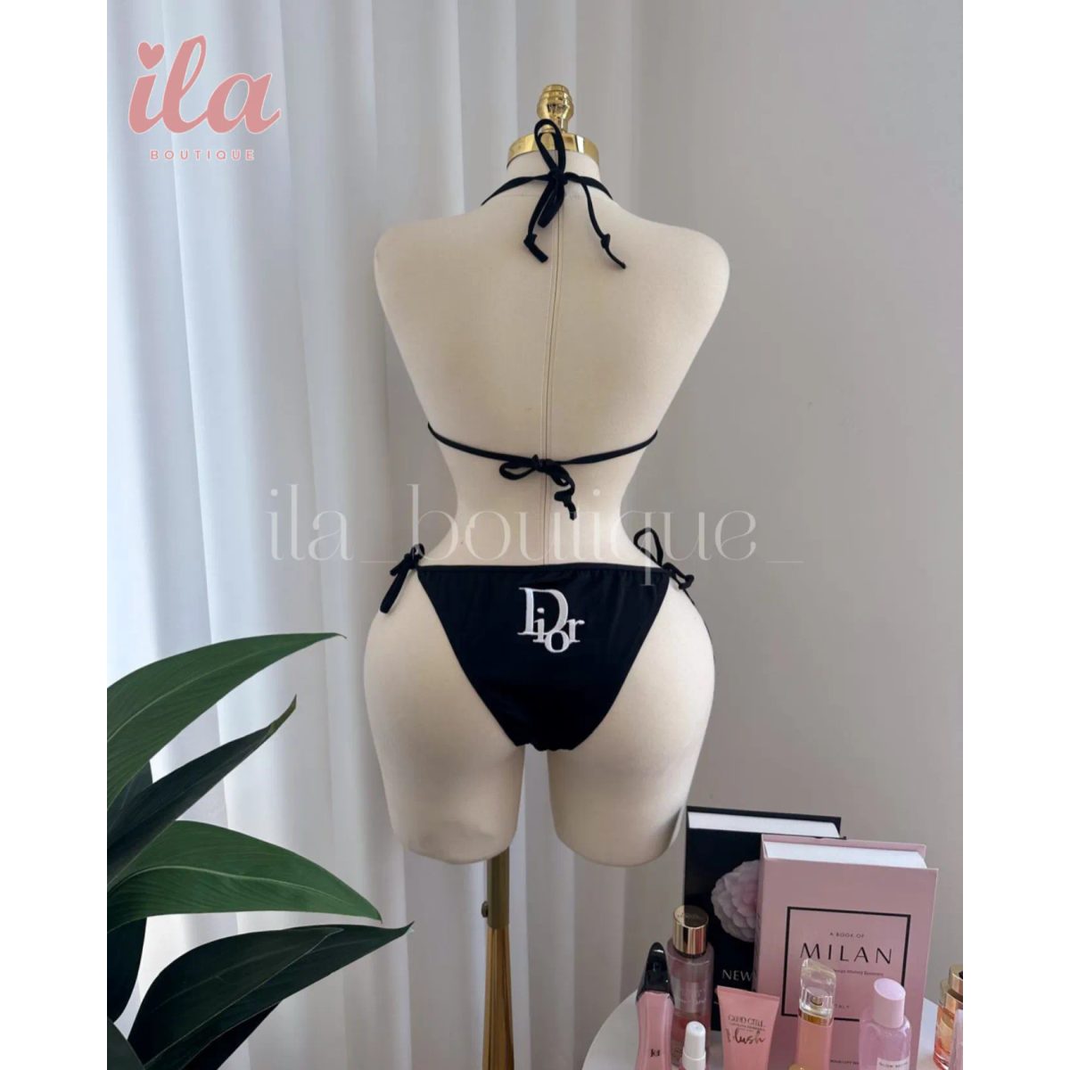 بكيني DIOR اسود مختوم بالكامل 3