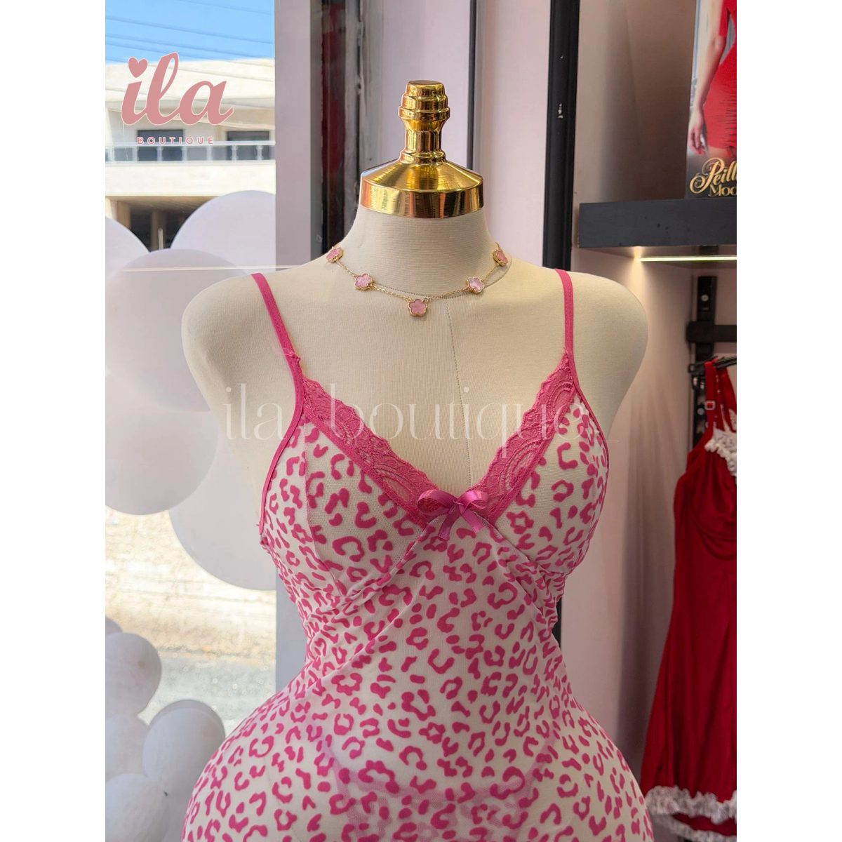 فستان لانجري زهري BODYCON 3