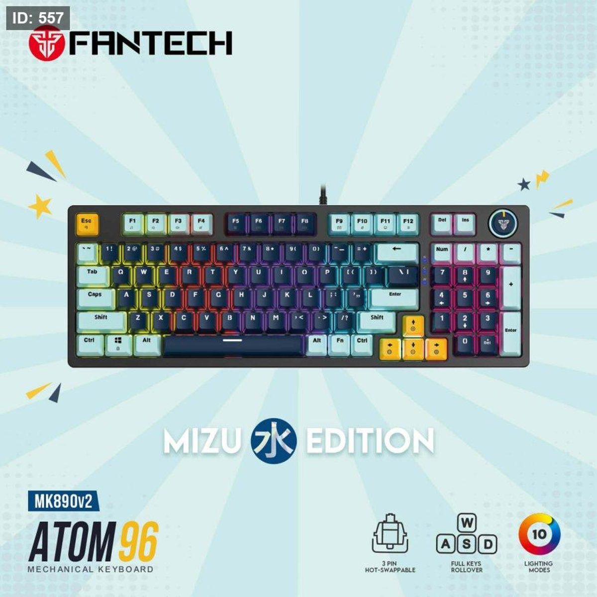 Fantech ATOM 96 MIZU EDITION Mechanical Gaming Keyboard - Red Switch