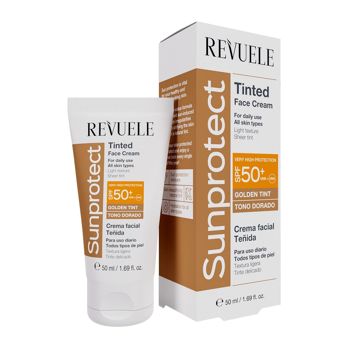 REVUELE SUNPROTECT TINTED FACE CREAM – GOLDEN TINT, SPF 50+, 50ml