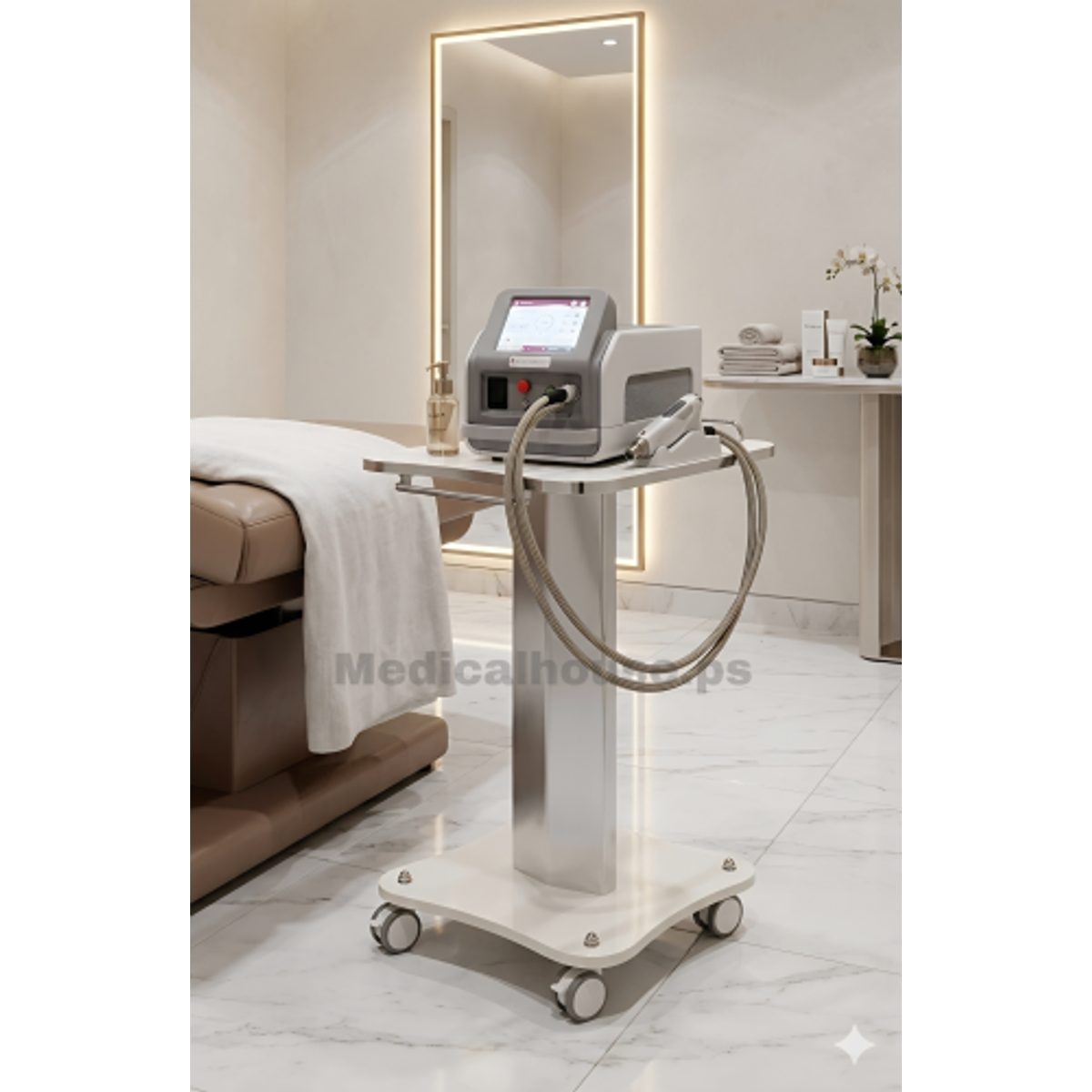 عربة طبية للعيادات وصالونات التجميل - سطح خشبي