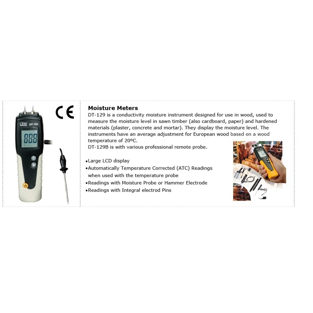 CEM DT-129 Moisture Meters- جهاز قياس نسبة الرطوبة في الخشب 2