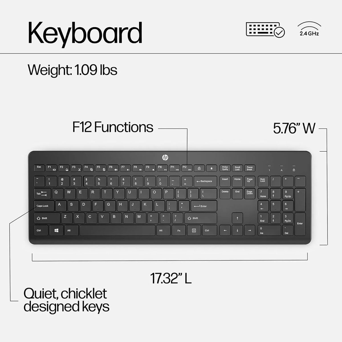 HP Wireless Keyboard and Mouse 230 Combo (18H24AA) طقم كيبورد وماوس لا سلكي 3