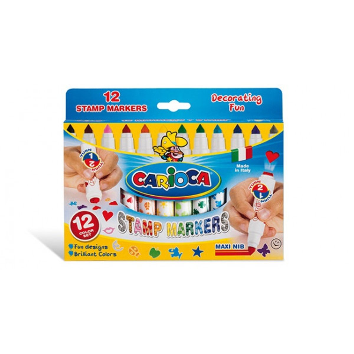 علبة الوان فلوماستر مع أختام CARIOCA STAMP