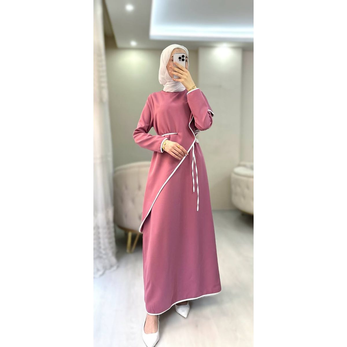 فستان دبل كريب بعدة الوان 6