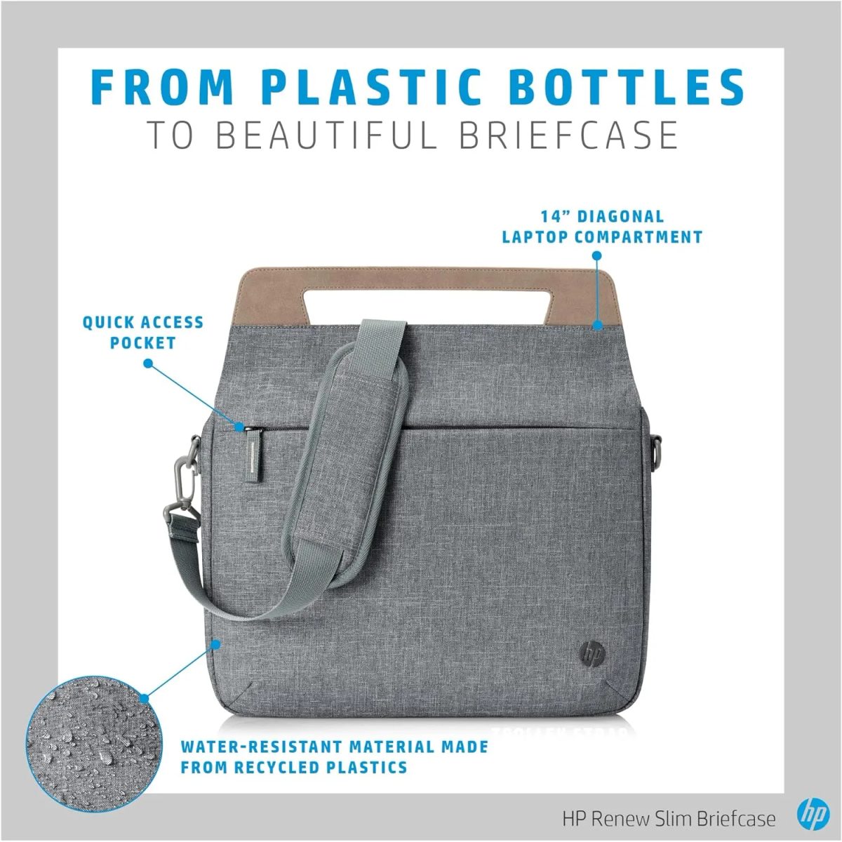 HP Renew 14 Grey Slim Briefcase (1A214AA) حقيبة لابتوب مقاس 14 انش سكني 4