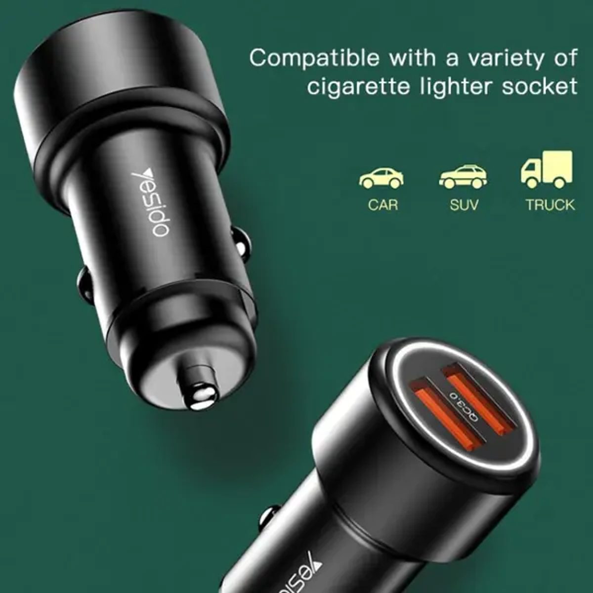 YESIDO Y43  36W Dual USB Port Car Fast Charger 2