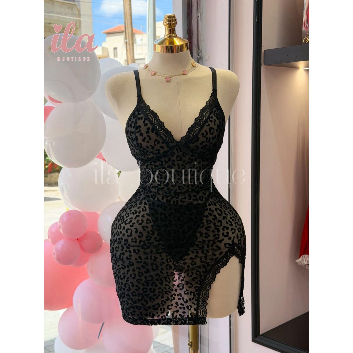 فستان لانجري اسود BODYCON