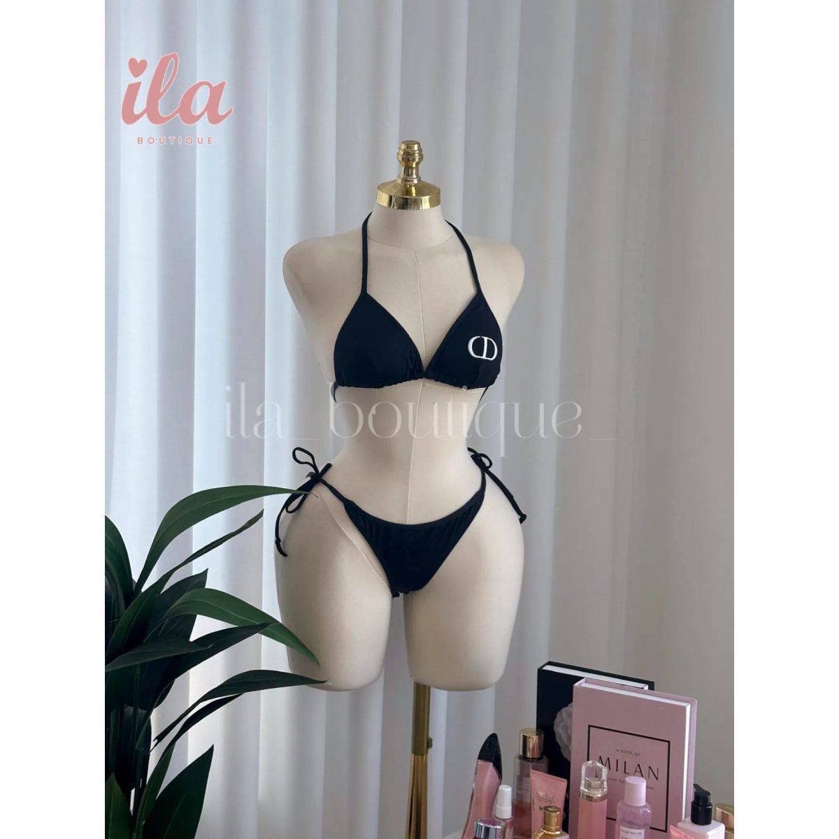 بكيني DIOR اسود مختوم بالكامل 2