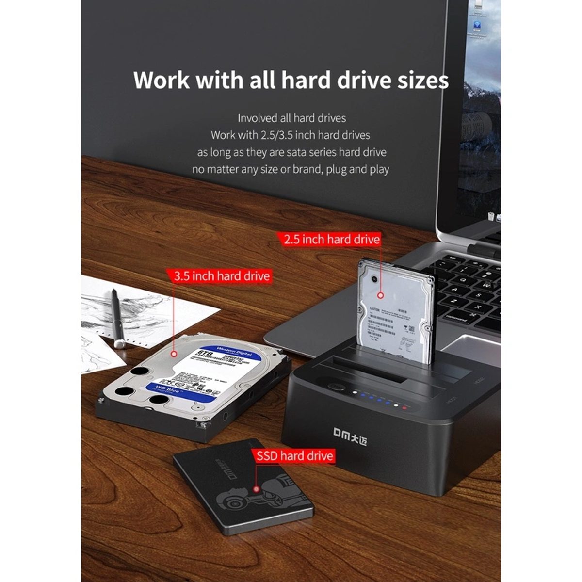 DM HD045 External Hard Drive Docking Station -حاضنة هارديسك 4