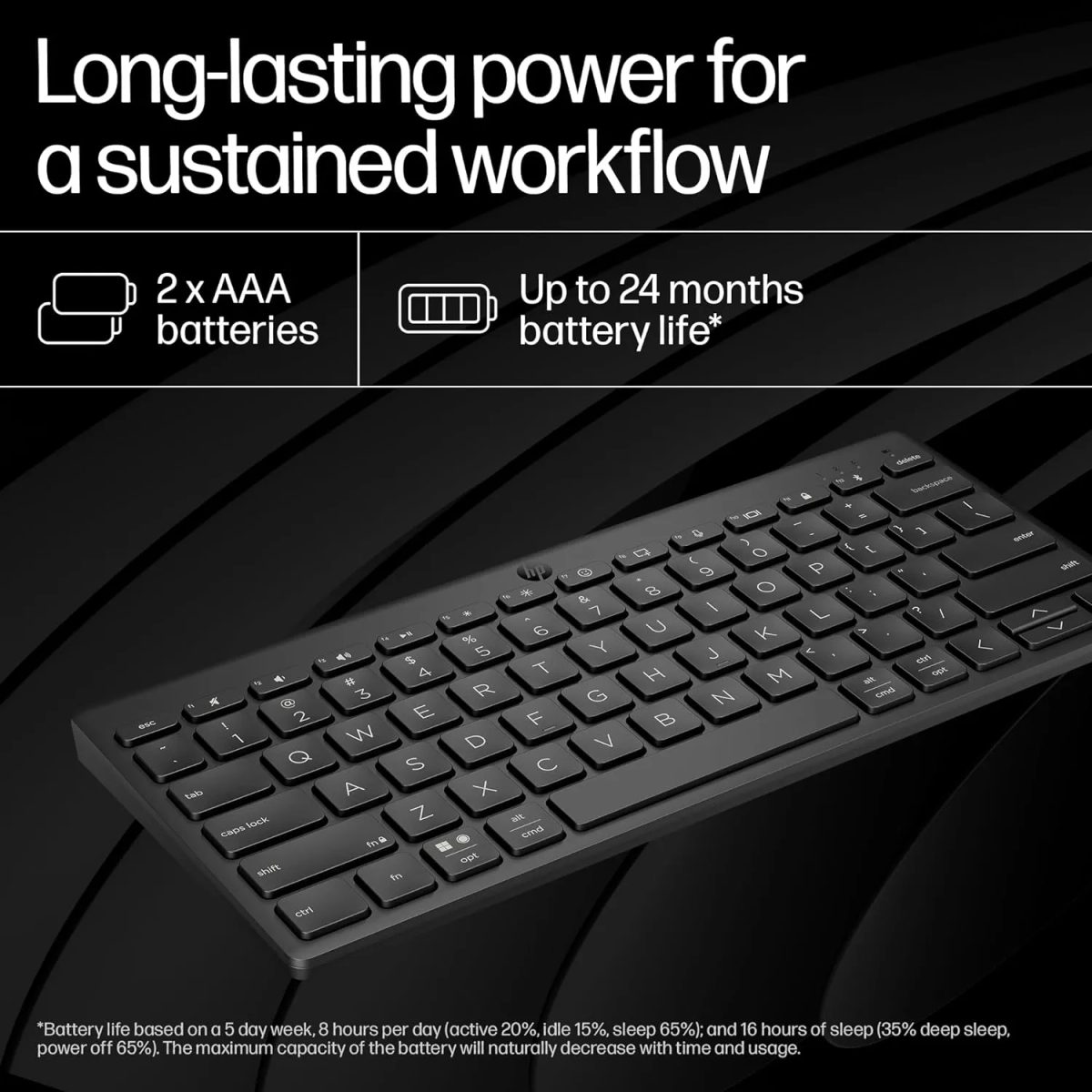 HP 350 Compact Multi-Device Bluetooth Black Keyboard (692S8AA)لوحة مفاتيح صغيرة الحجم متعددة الأجهزة تعمل بتقنية البلوتو 2
