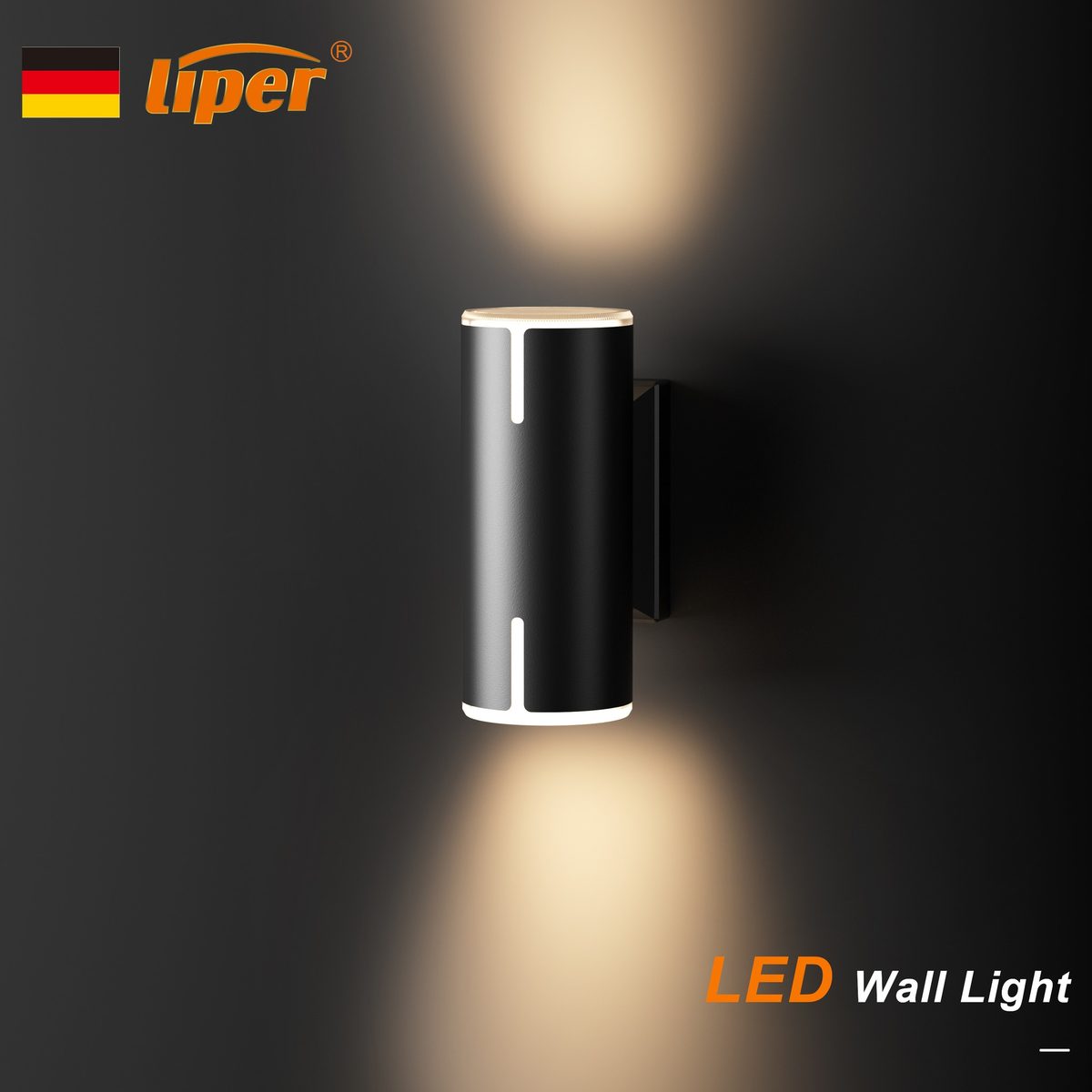 اب داون اسود LIPER KROOS SMALL 2*7W CCT IP65 220V 2