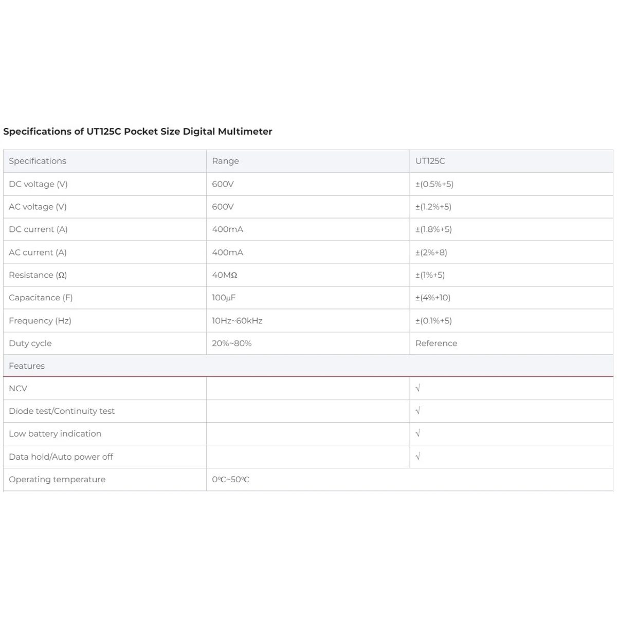 UNI-T UT125C Pocket Size Digital Multimeterجهازملتميتر صغير 4