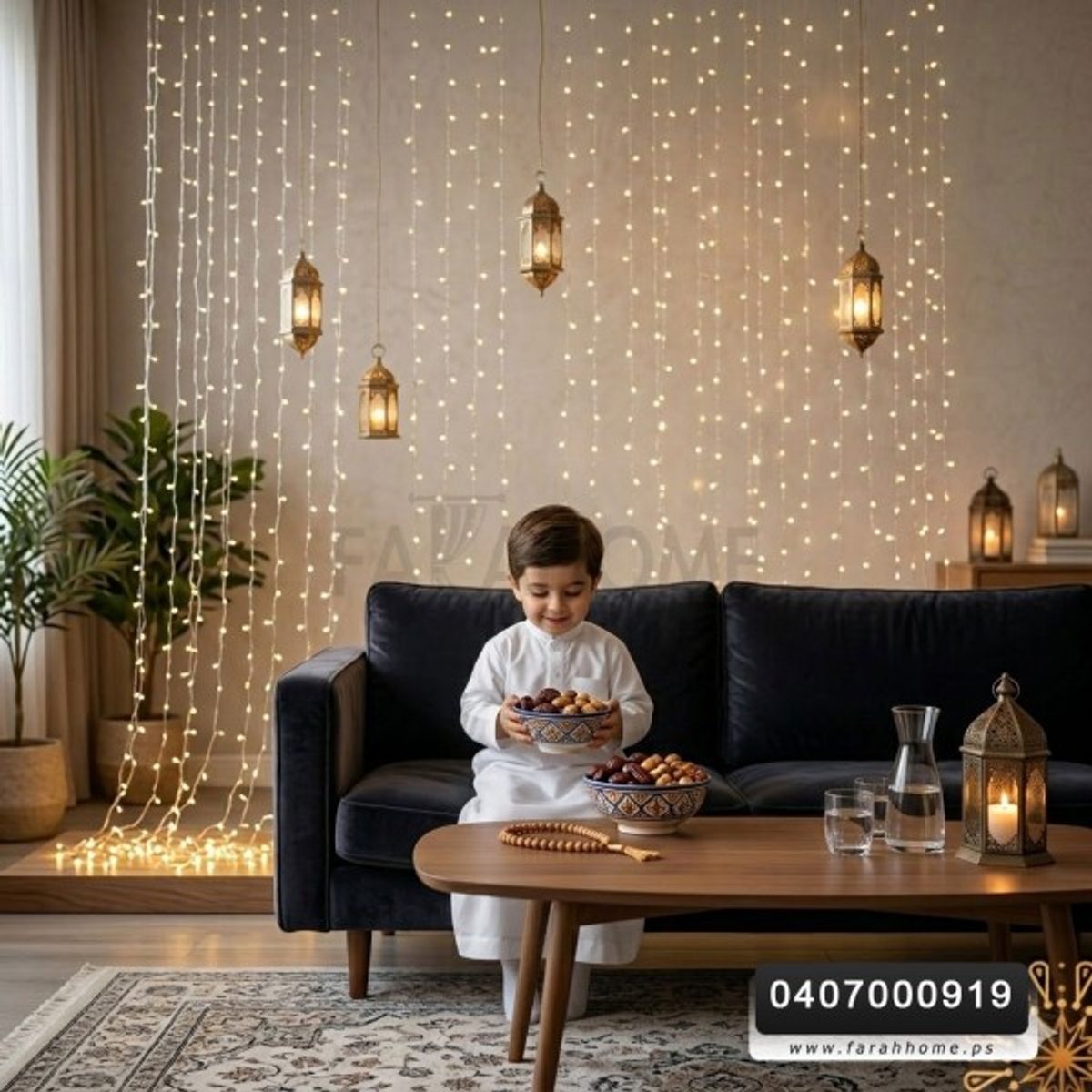 زينه رمضان/ حبلل اضائة شلال 240 ليد مقاس 3 × 3 متر