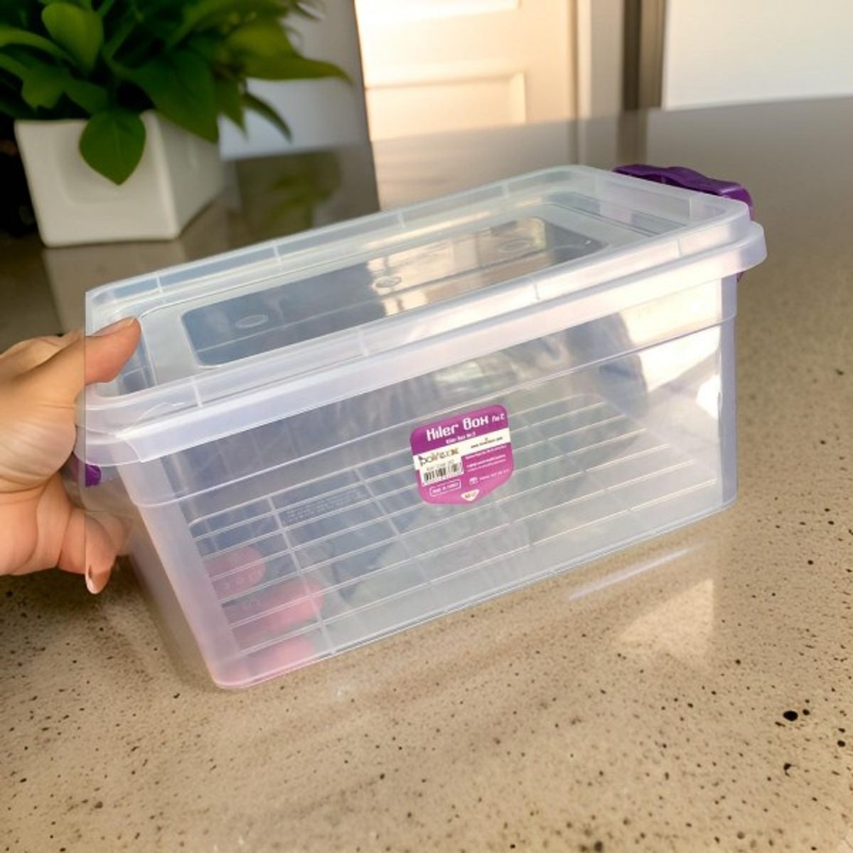 علبة تخزين بلاستيك مع غطاء 3.5 لتر شفاف 352 hiler box سفرطاس