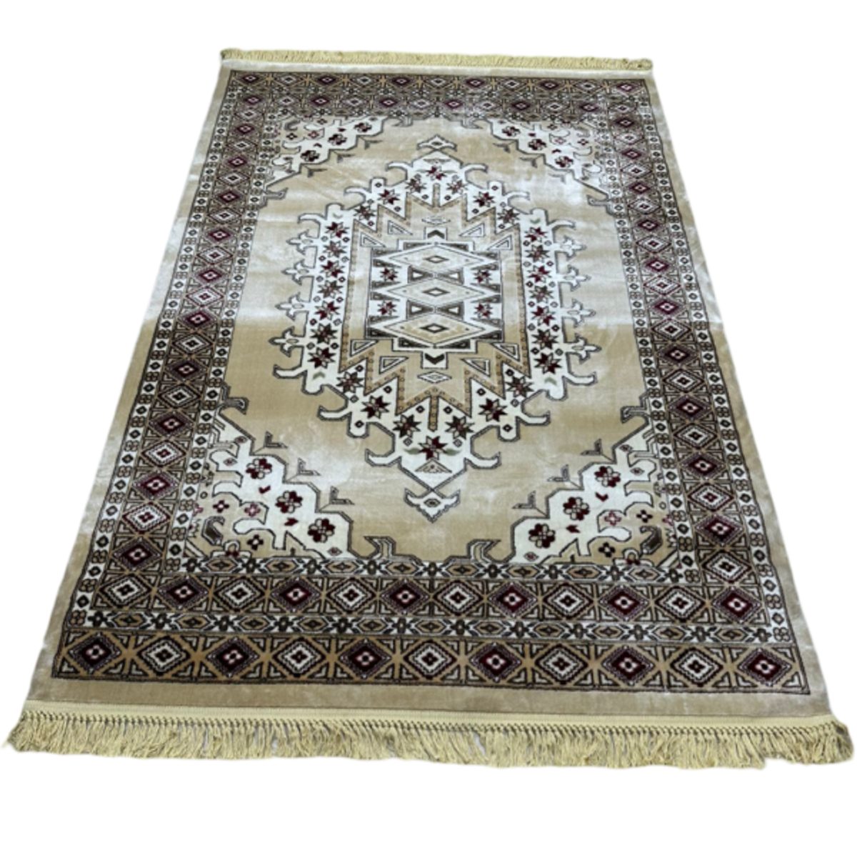 سجاد حرير مقاس 140 × 200 لون بيج سداسي HARER