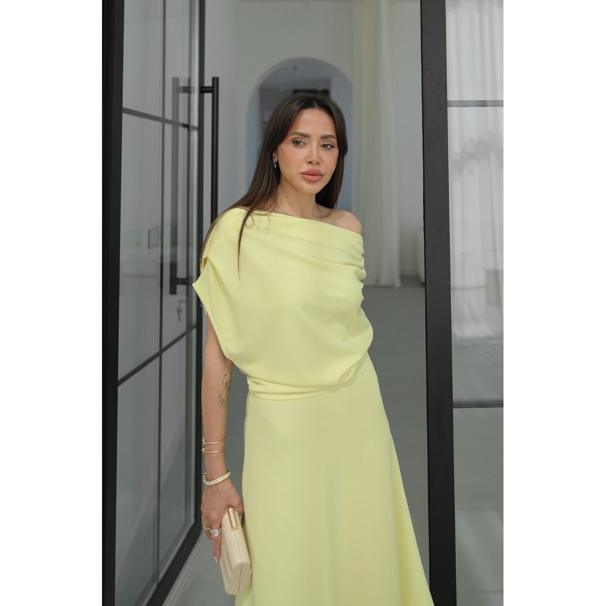 فستان كلاسيكي انيق off shoulder 3