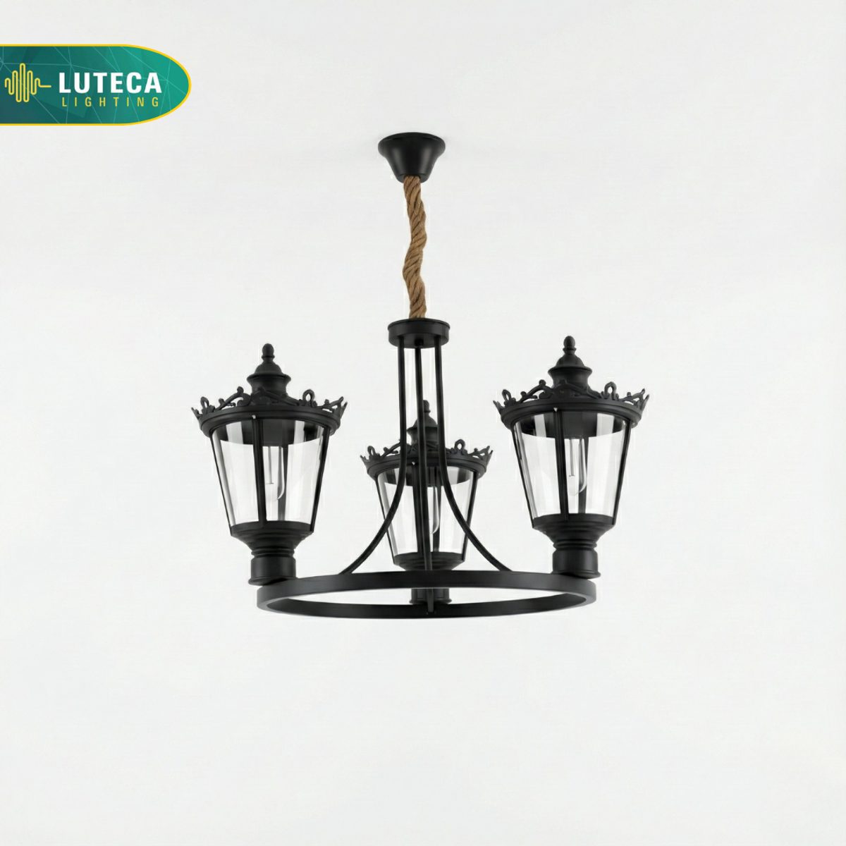 فانوس تعليق ثلاثي اسود LUTECA CH00520-EX9500