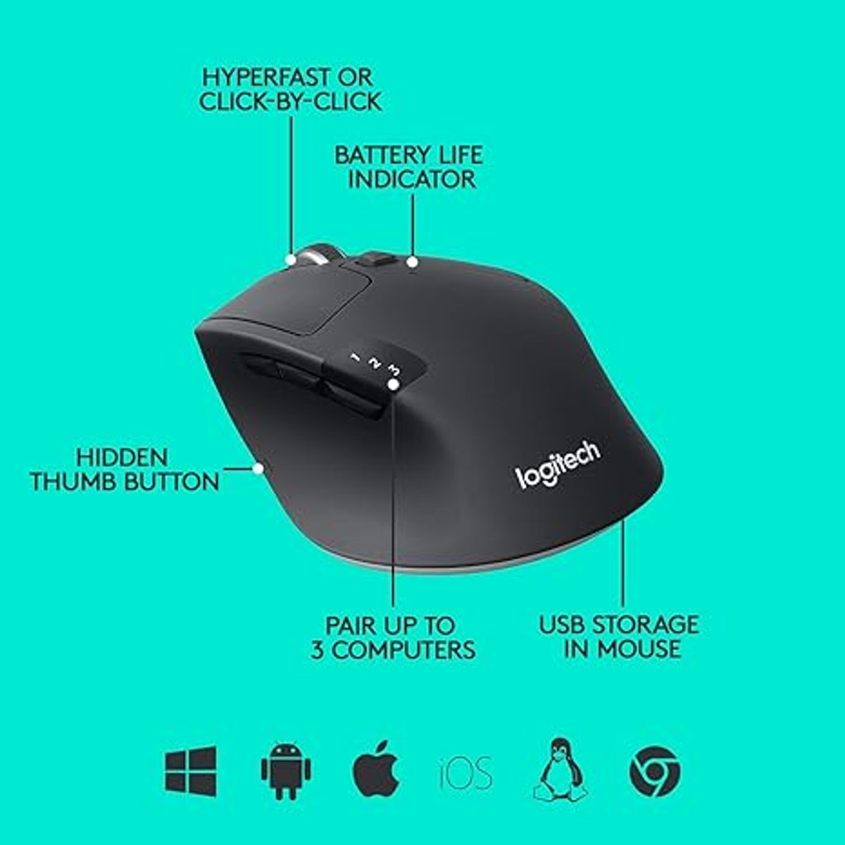 Logitech M720 Triathlon Multi-Computer Wireless Mouse 2