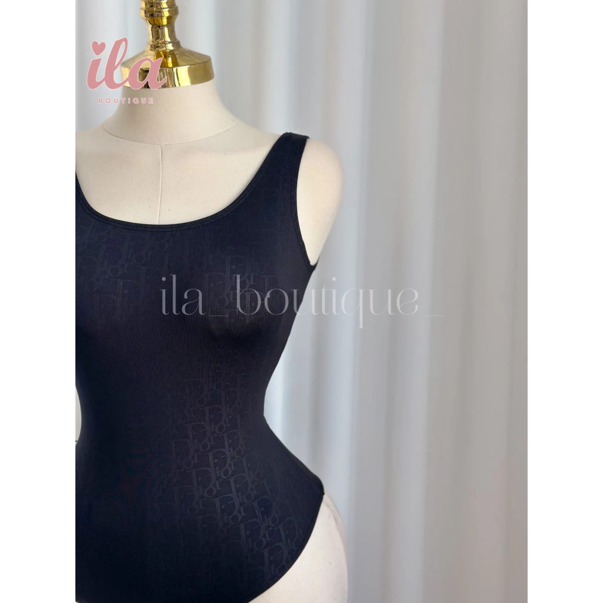 SWIMSUIT DIOR اسود مختوم بالكامل 3