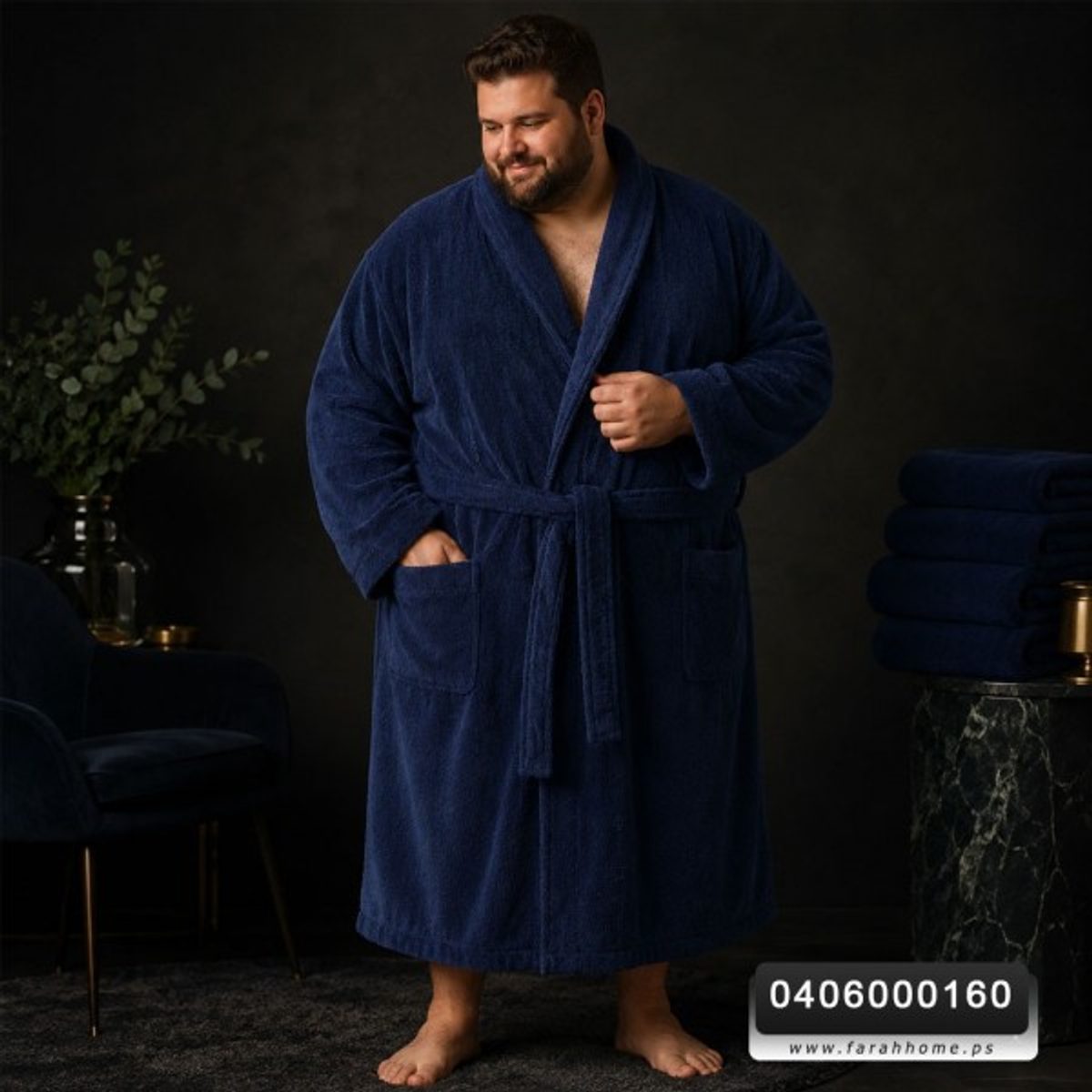 برنص روب حمام كوزي قطن 100% مقاس 3XL