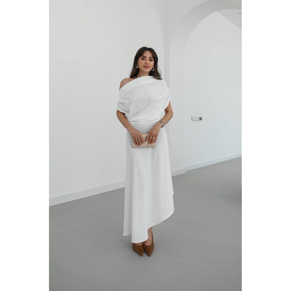 فستان كلاسيكي انيق off shoulder 2