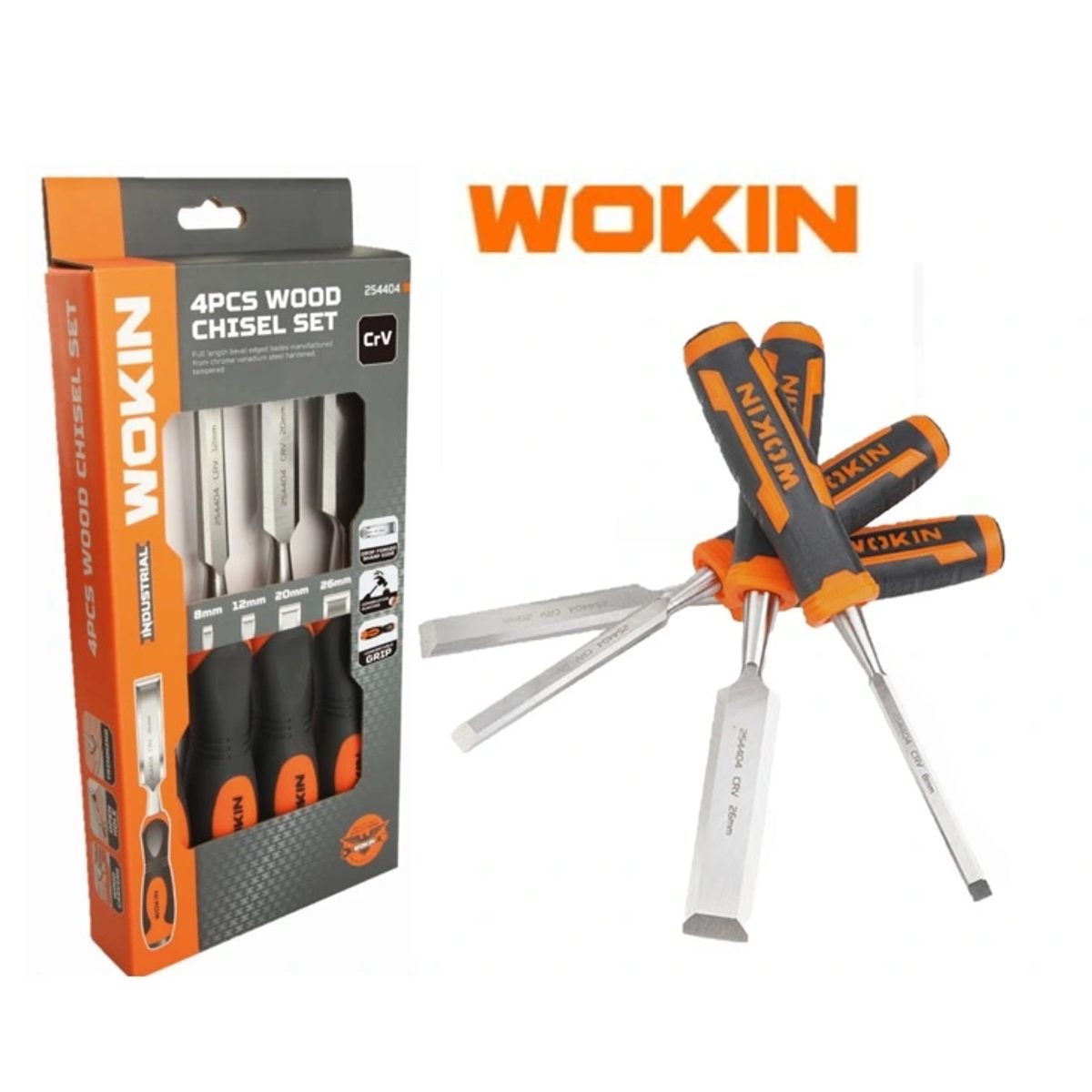 WOKIN 254404-طقم ازميل خشب 4 قطع
