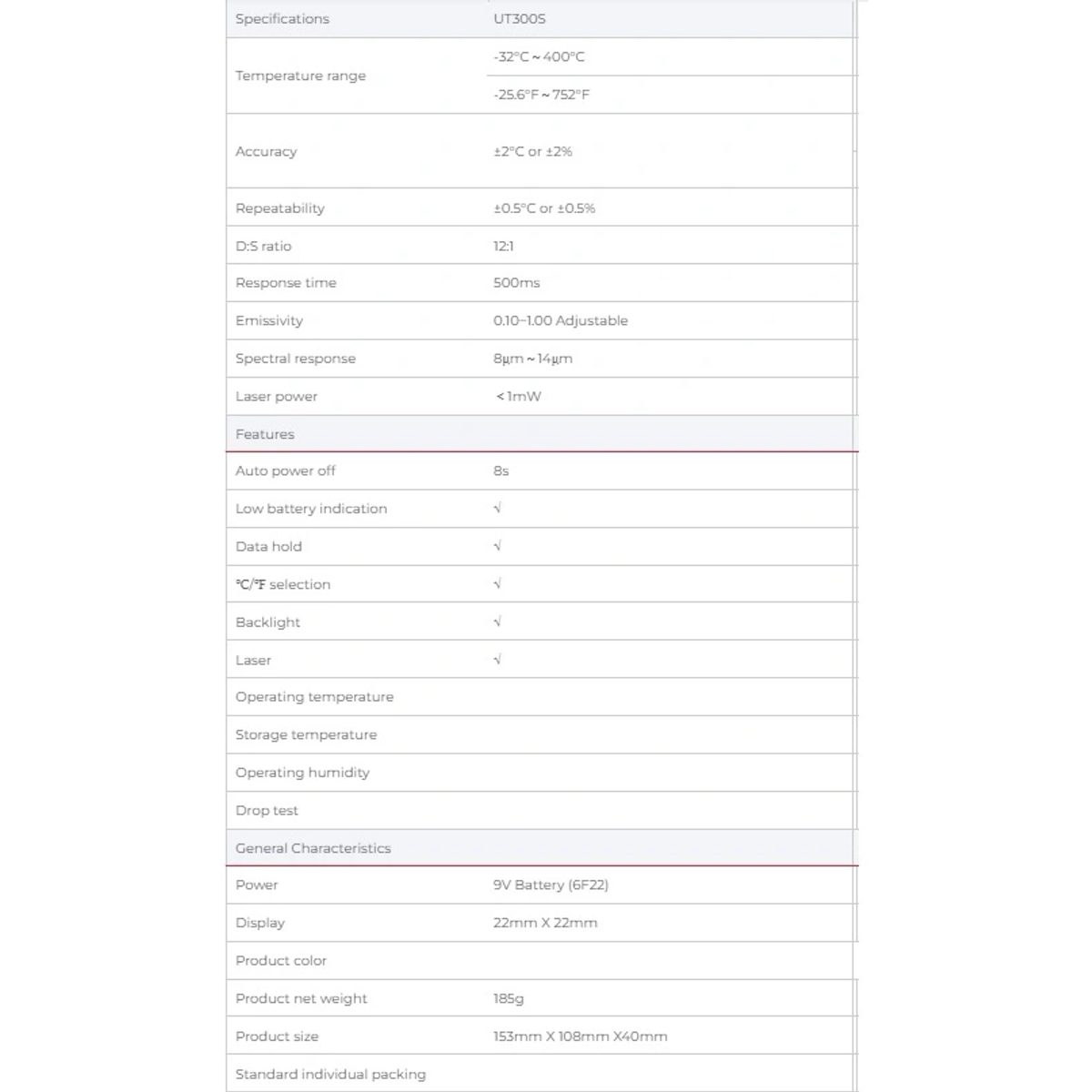 UNI-T UT300S  Infrared Thermometers-ميزان حرارة 400 درجة مئوية 3