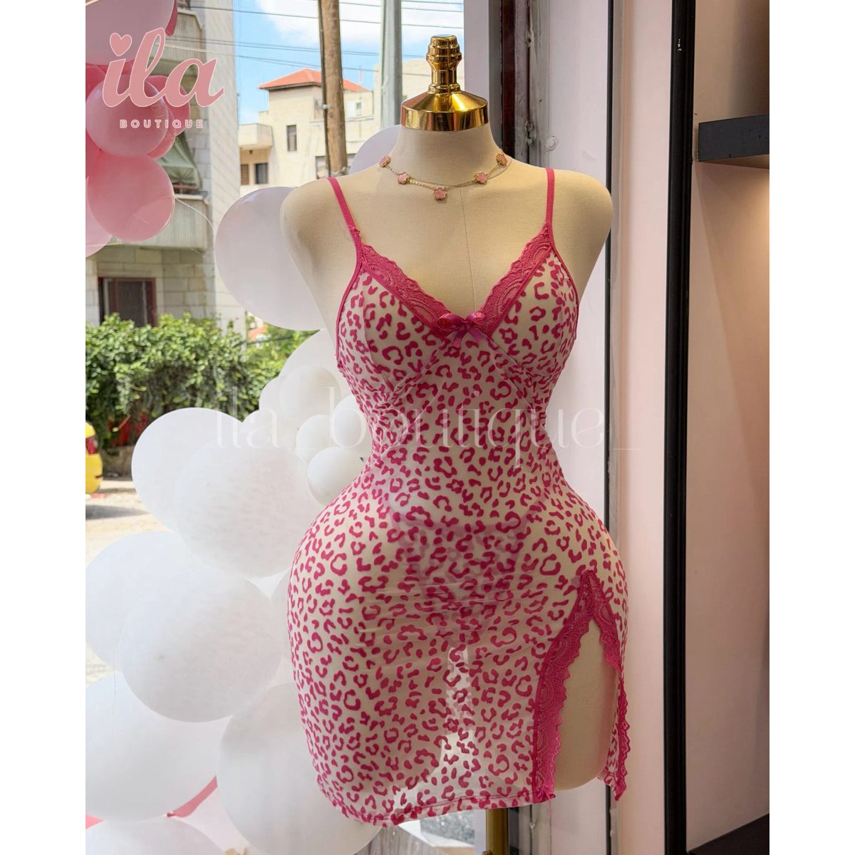 فستان لانجري زهري BODYCON 2
