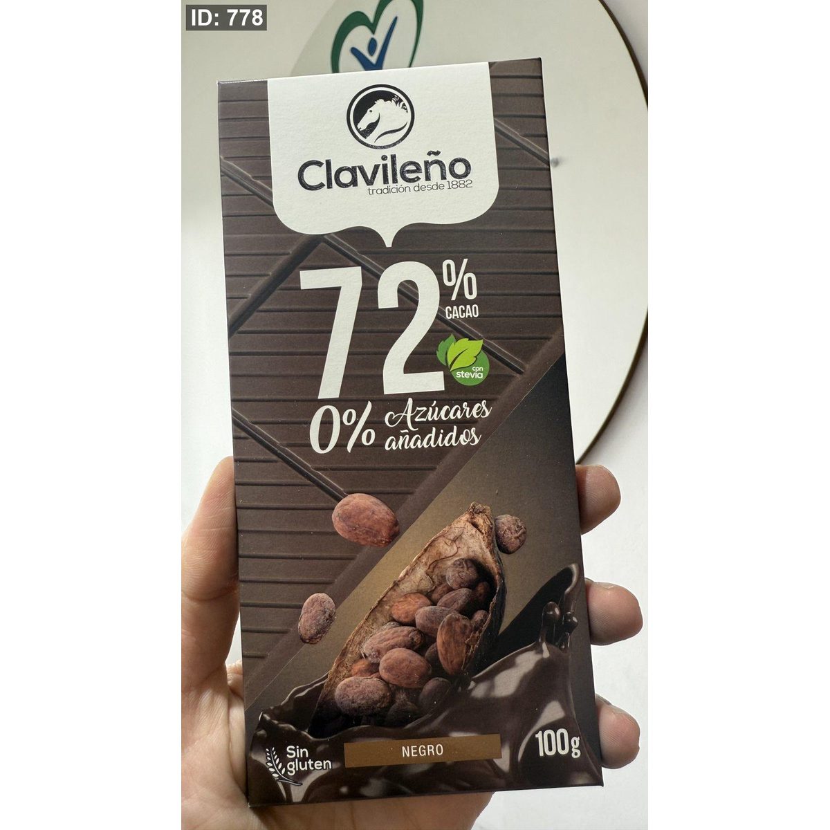 لوح شوكولاته دارك اسباني 72٪كاكاو وخالي من السكر والجلوتين وزنه 100 غرام 🍫