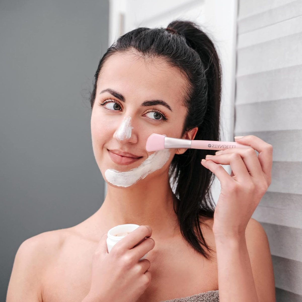 Standelli Silicone Face Mask Applicator Set - Cosmetic Spatula and Brush for Face Masks and Scrubs, 2pcs 3
