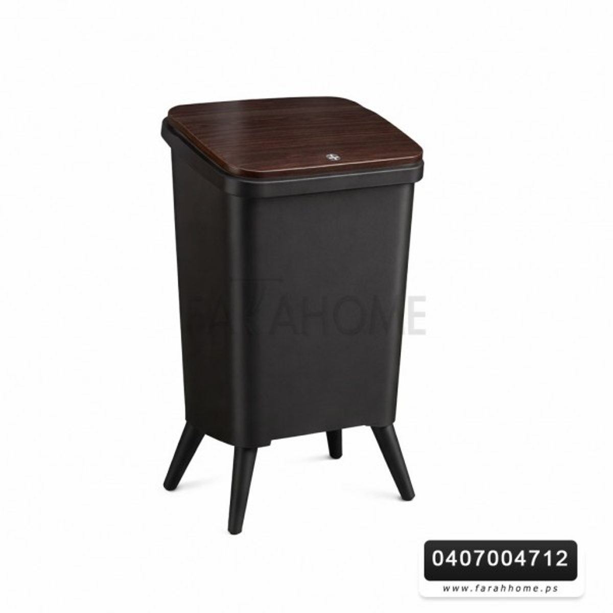 سطل مهملات لون اسود برجل حجم 16 لتر مستطيل مقاس 55 × 29 × 24 سم