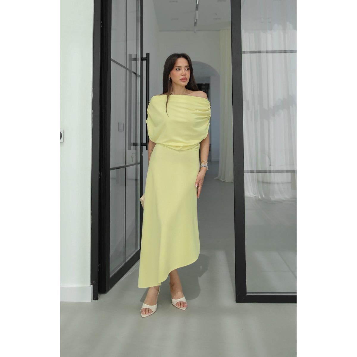 فستان كلاسيكي انيق off shoulder 2