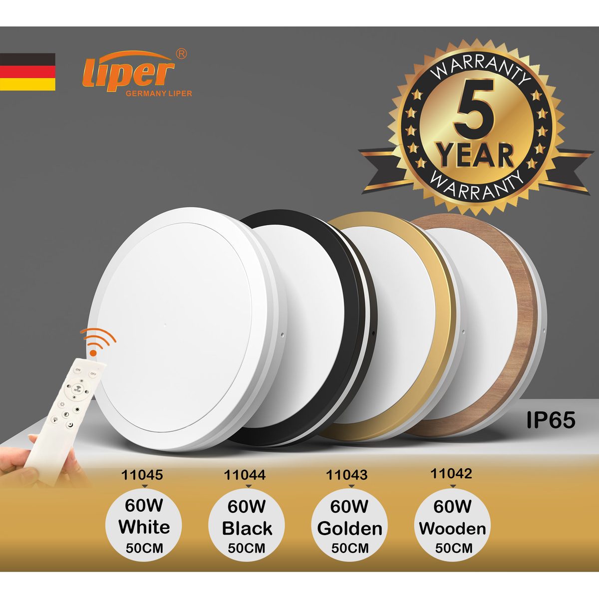 جلب مطري ذهبي لد متغير لون مع ريموت LIPER ALFA 60W IP65 3