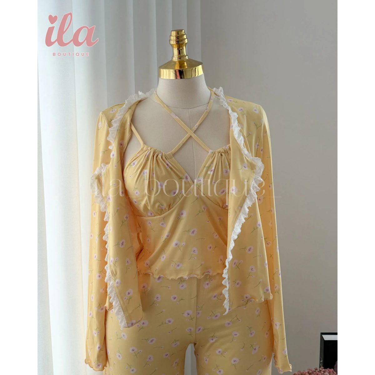 بيجاما 3 قطع BUTTER YELLOW