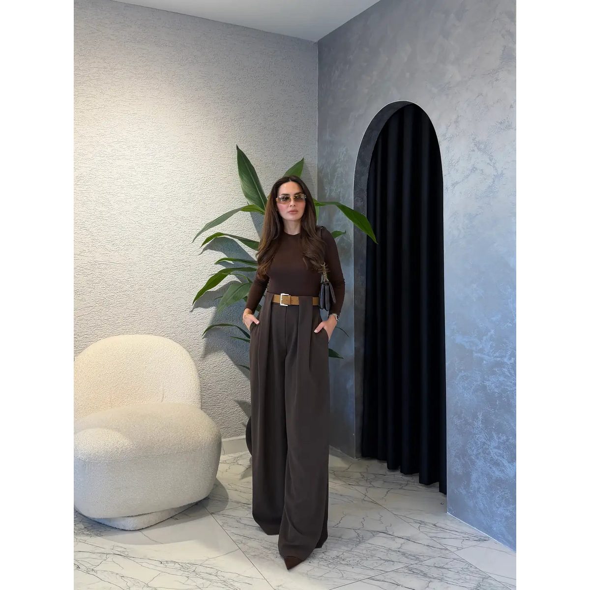 بنطلون بني Classic Pleated Elegance 2