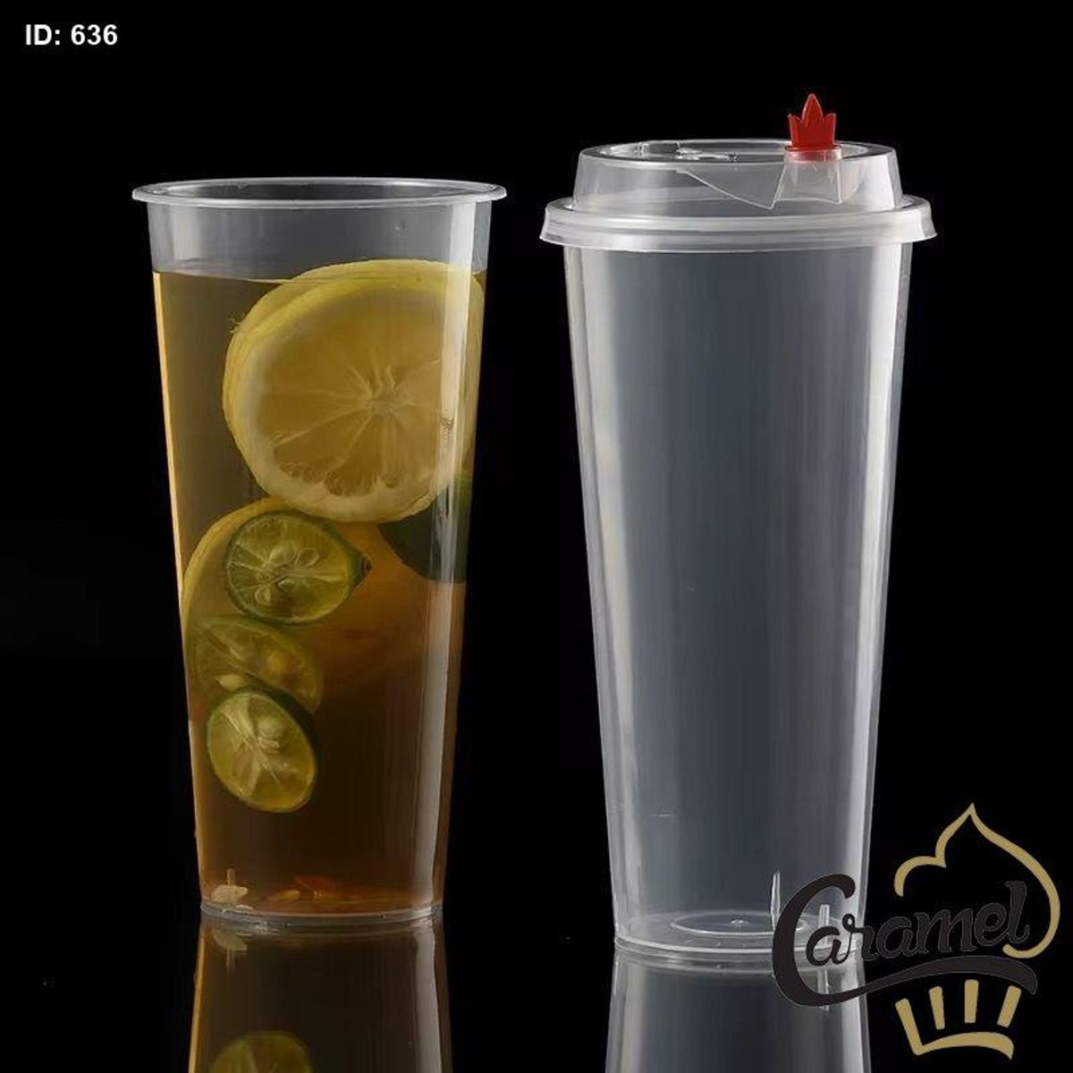 كاسات موهيتو "موخيتو" مع غطاء شفاف "كاسات بوبا" Bubble Tea حجم 700 مل "الرزمة 50 كاسة"