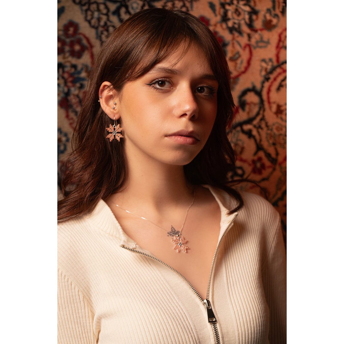 Star of Palestinian Tatreez Earrings 2