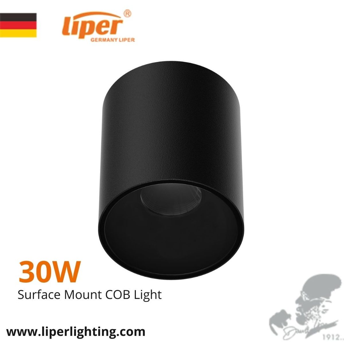 سلندر اسود ثابت IP40 LIPER TEO CCT 30W
