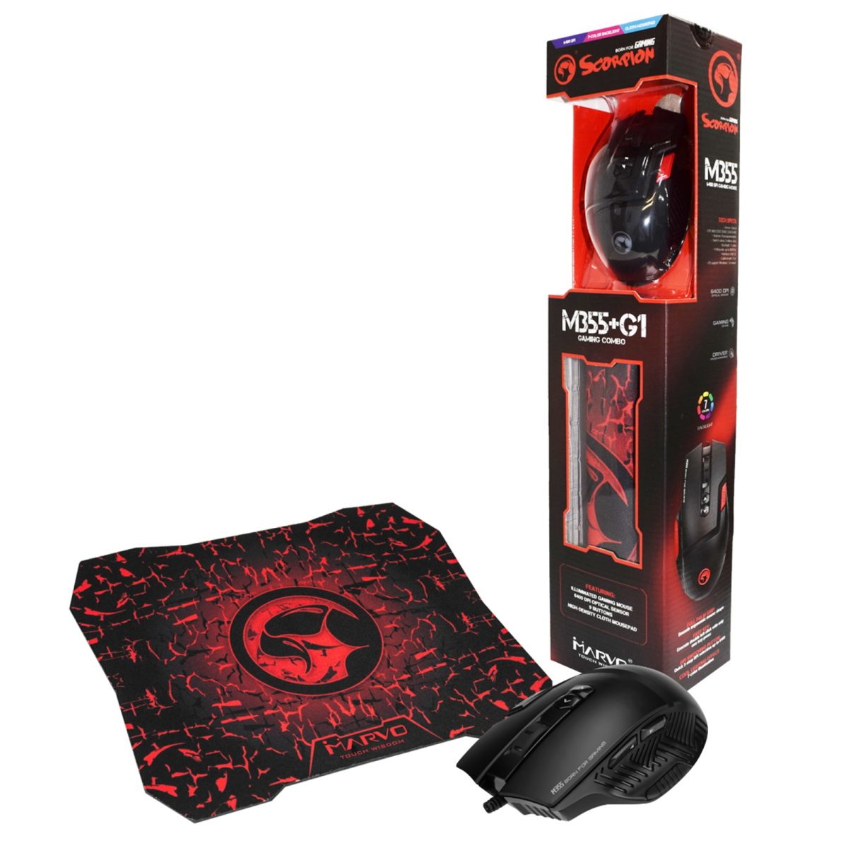 Marvo M355+G1 Gaming Mouse and Mouse Pad Combo جيمنج ماوس مع جلدة 2