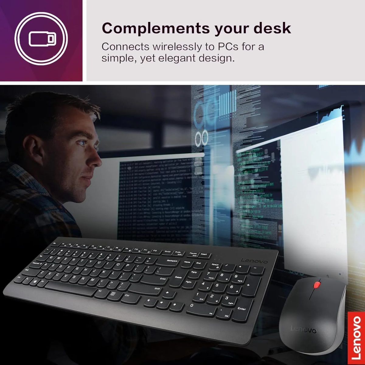 Lenovo 510 Wireless Combo Keyboard &amp; Mouse طقم كيبورد وماوس لا سلكي 3