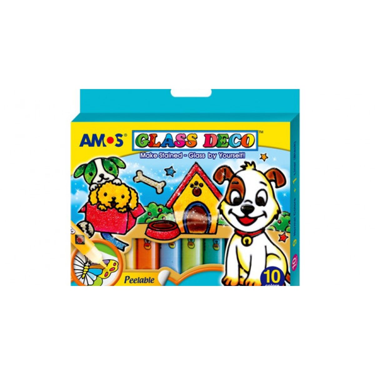 طقم ألوان للرسم على الزجاج 10 ألوان AMOS