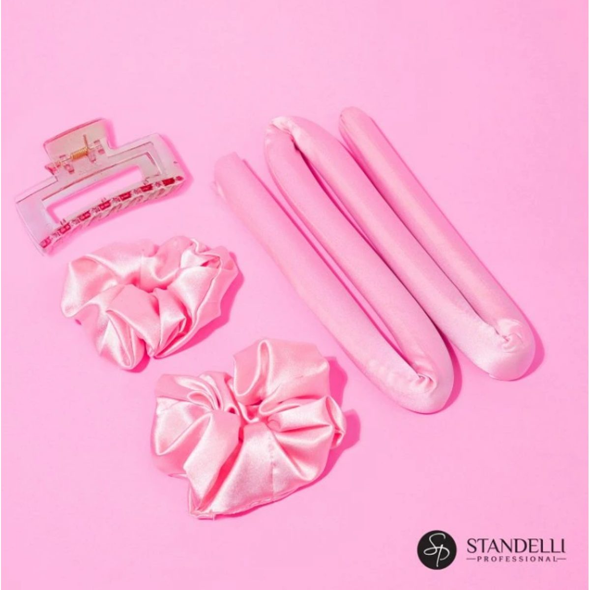 Standelli Heatless Hair Curler Set - Satin Pink 2