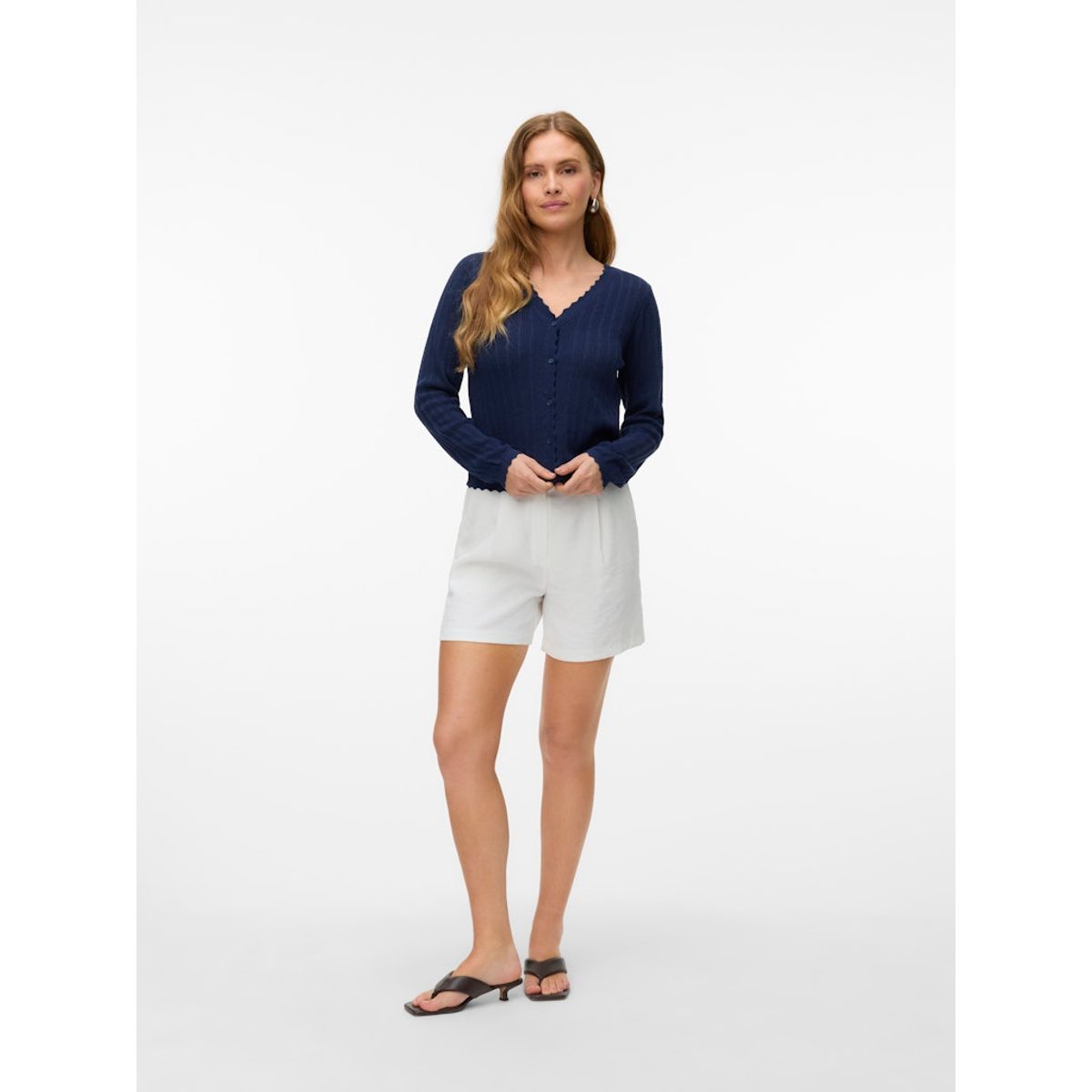 POINTELLE V-NECK CARDIGAN