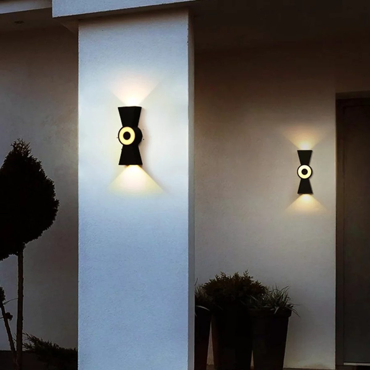 انارة خارجي اب داون اسود 9689 - 2 X 5W+5W - BK + WW 4