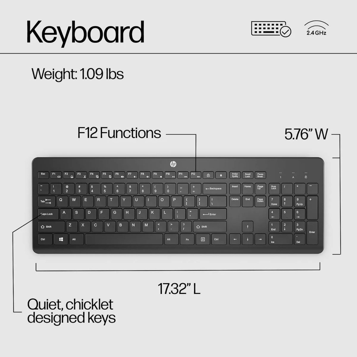HP 230 Wireless Keyboard (3L1E7AA) لوحة مفاتيح لا سلكية 3